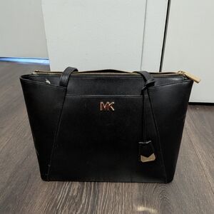 Michael Kors Black Tote with Gold Accents
